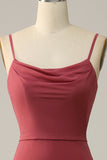 Desert Rose Spaghetti Straps Mermaid Open Back Bridesmaid Dress
