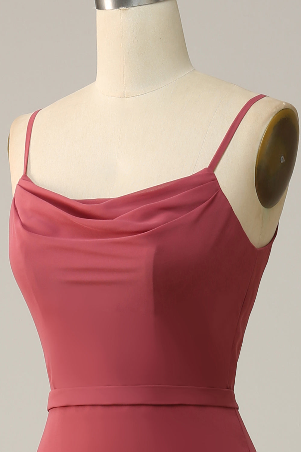 Desert Rose Spaghetti Straps Mermaid Open Back Bridesmaid Dress