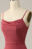 Desert Rose Spaghetti Straps Mermaid Open Back Bridesmaid Dress