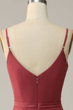 Desert Rose Spaghetti Straps Mermaid Open Back Bridesmaid Dress