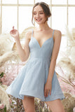 Short Blue Flaring Dress