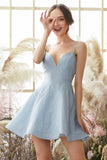 Short Blue Flaring Dress