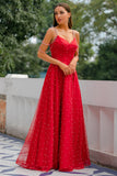 Red Beaded Long Ball Dress