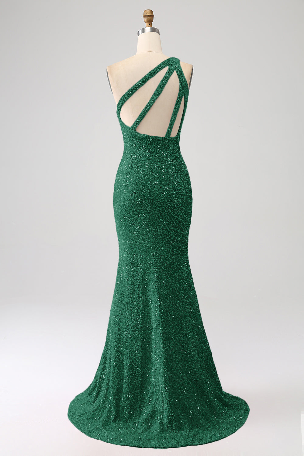 Sparkly Orange Mermaid One Shoulder Sequins Ball Dress with Slit