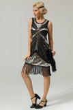 Black 1920s Sequins Fringe Flapper Dress