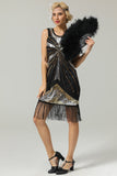 Black 1920s Sequins Fringe Flapper Dress