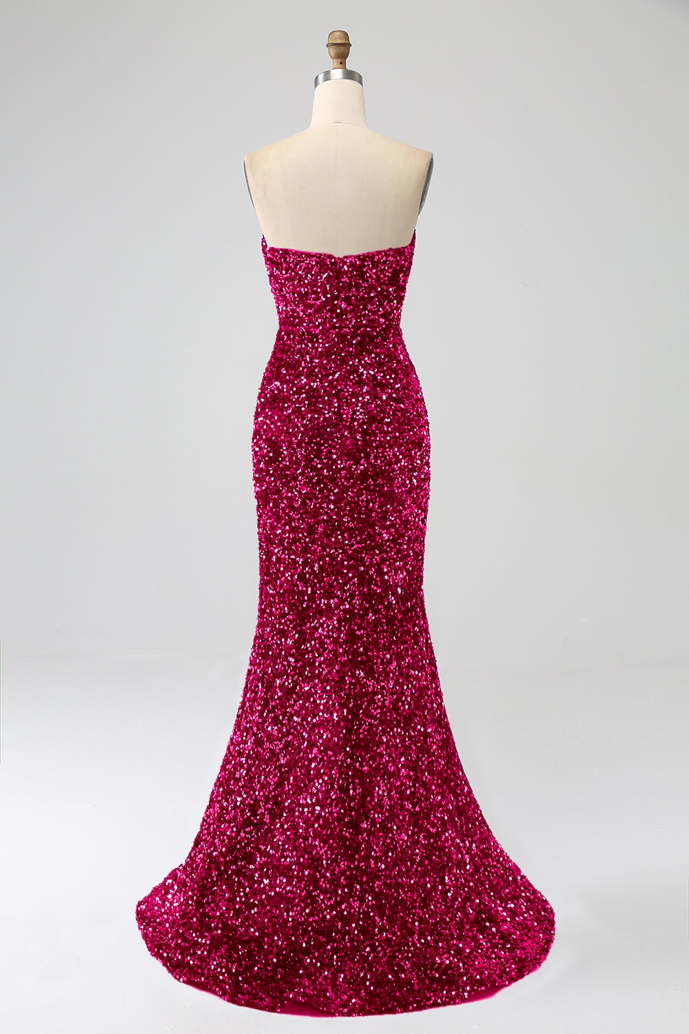 Royal Blue Mermaid Strapless Sequins Long Ball Dress With Slit