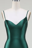 Dark Green Mermaid Spaghetti Straps Sweep Train Long Ball Dress