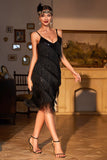 Black Roaring 1920s Gatsby Fringed Flapper Dress