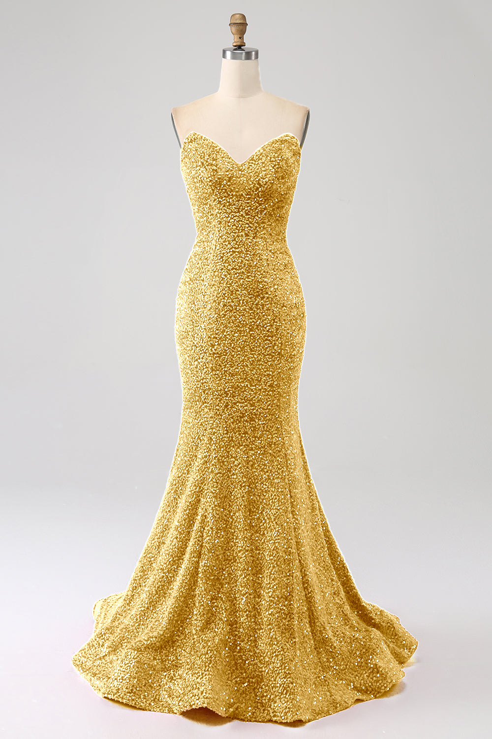 Golden Mermaid Sweetheart Sweep Train Ball Dress With Sequins