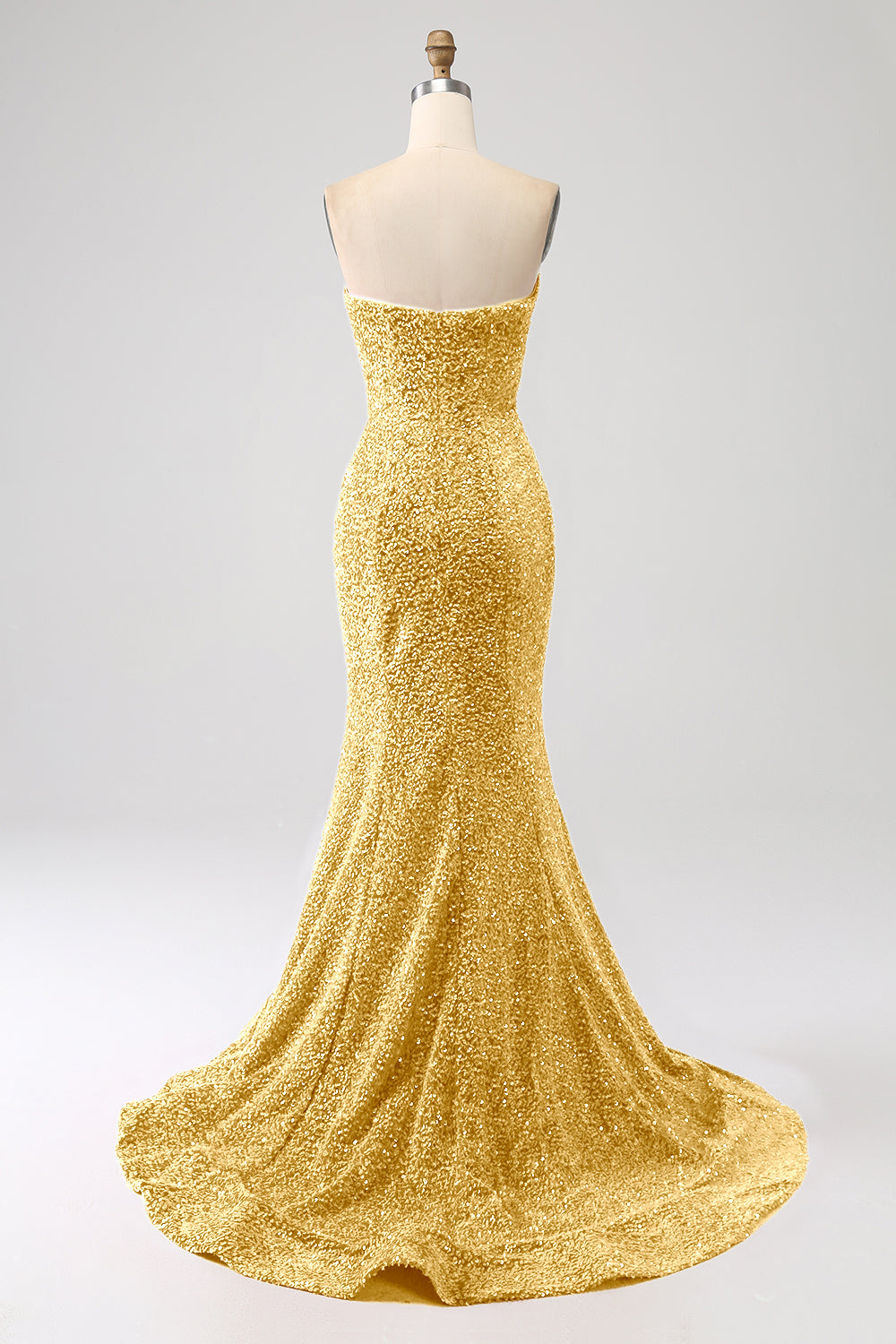 Golden Mermaid Sweetheart Sweep Train Ball Dress With Sequins