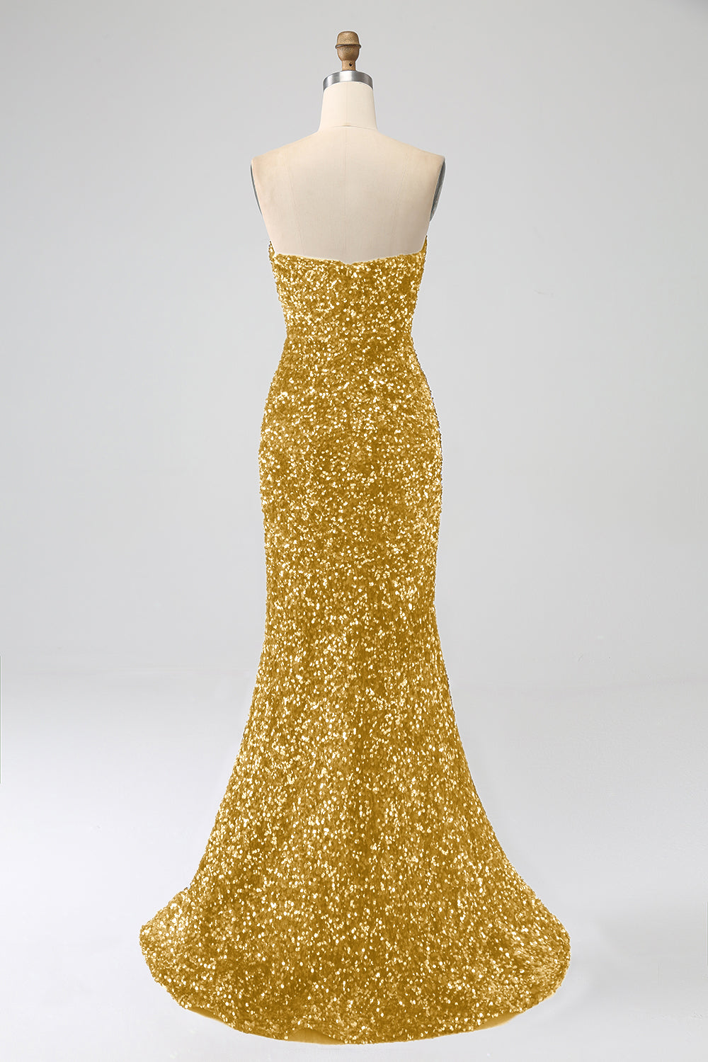 Royal Blue Mermaid Strapless Sequins Long Ball Dress With Slit