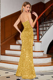 Mermaid Strapless Sequins Long Royal Blue Ball Dress With Slit