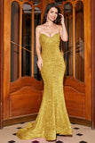 Strapless Sequin Red Mermaid Long Ball Dress