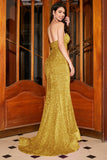 Strapless Sequin Red Mermaid Long Ball Dress