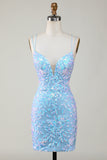 Bodycon Spaghetti Straps Cocktail Dress With Aqqliques