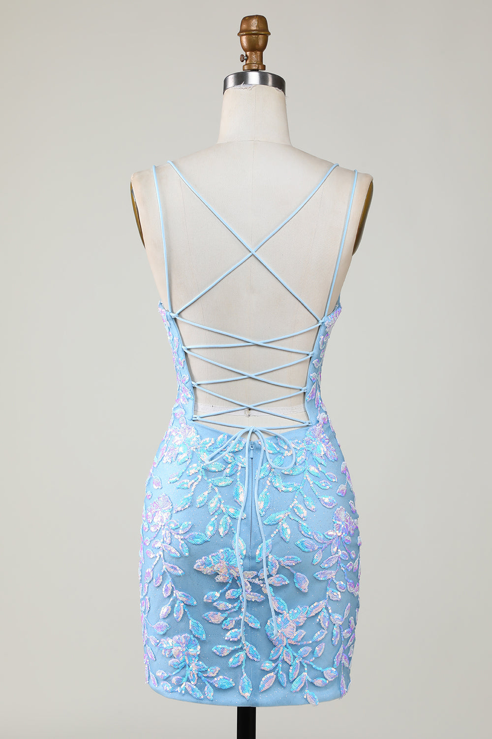 Bodycon Spaghetti Straps Cocktail Dress With Aqqliques