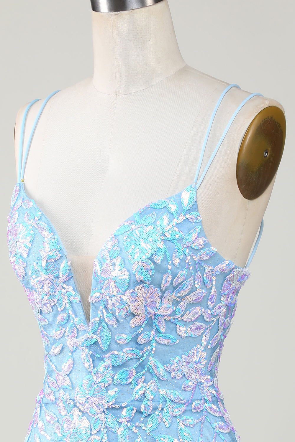 Bodycon Spaghetti Straps Cocktail Dress With Aqqliques