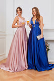 Blush Satin Long Ball Dress