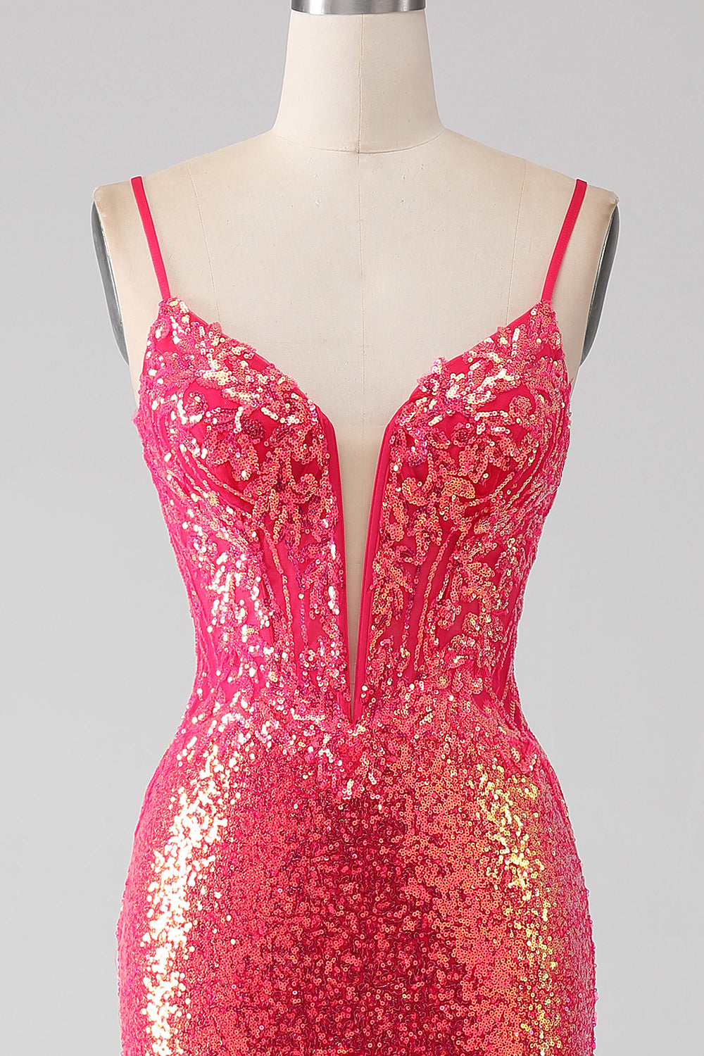 Sparkly Mermaid Fuchsia Ball Dress with Sequins