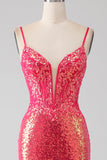 Sparkly Mermaid Fuchsia Ball Dress with Sequins