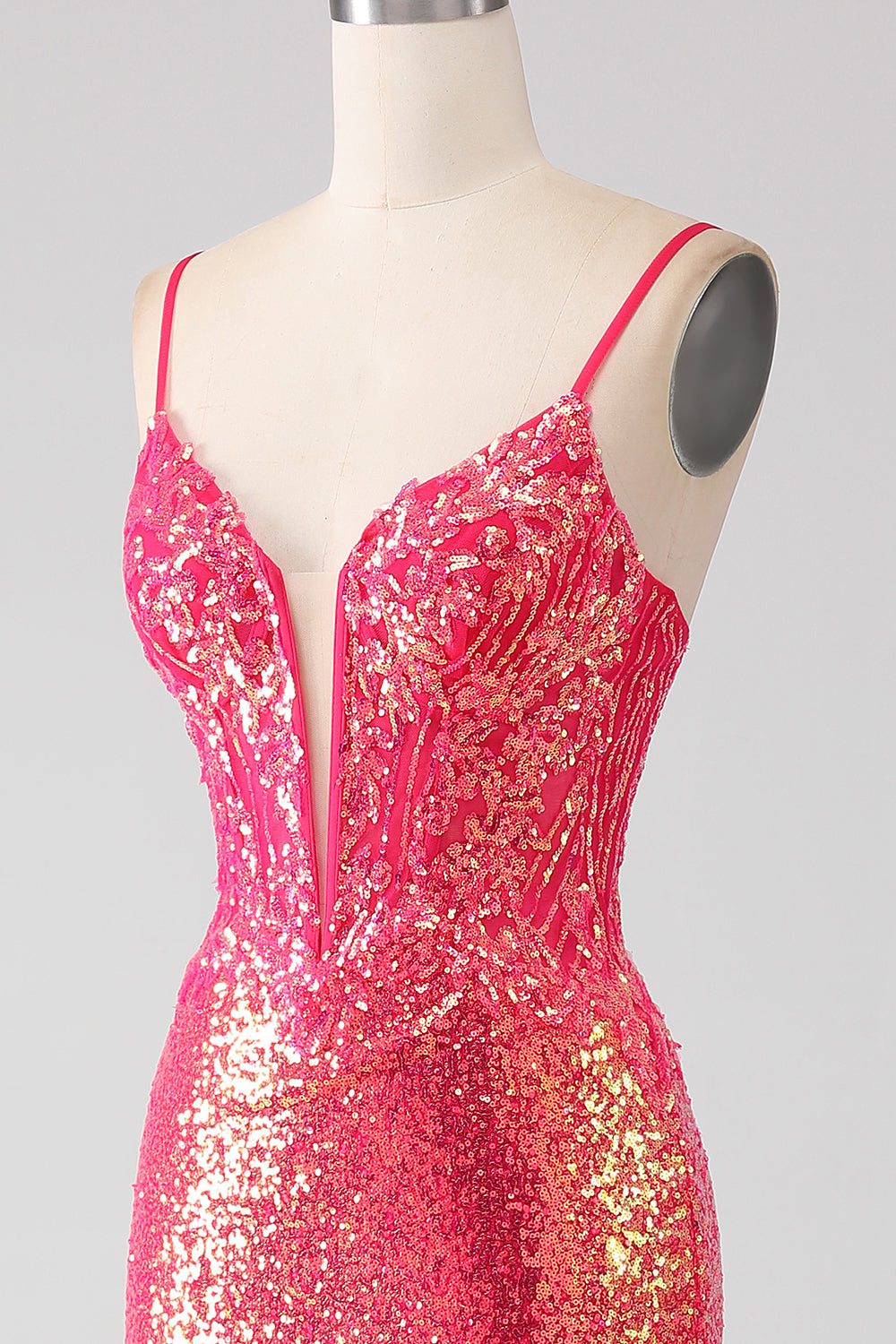 Sparkly Mermaid Fuchsia Ball Dress with Sequins
