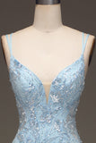 Blue Tulle Mermaid Ball Dress with Beaded