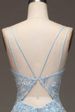 Blue Tulle Mermaid Ball Dress with Beaded
