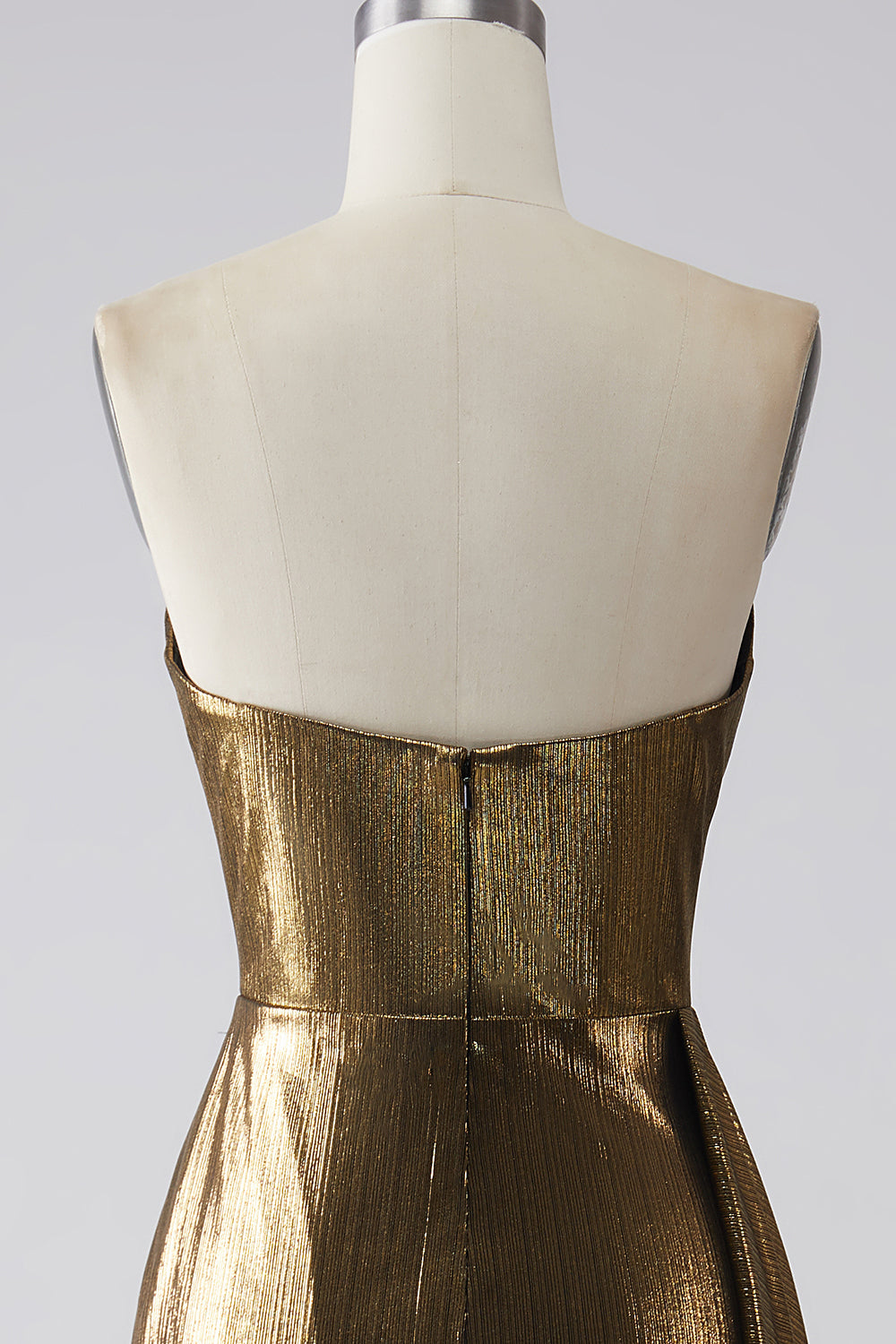Sparkly Mermaid Golden Long Pleated Ball Dress with Slit