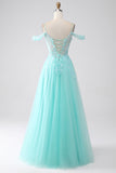 Light Green Spaghetti Straps Cold Shoulder Sequins Ball Dress