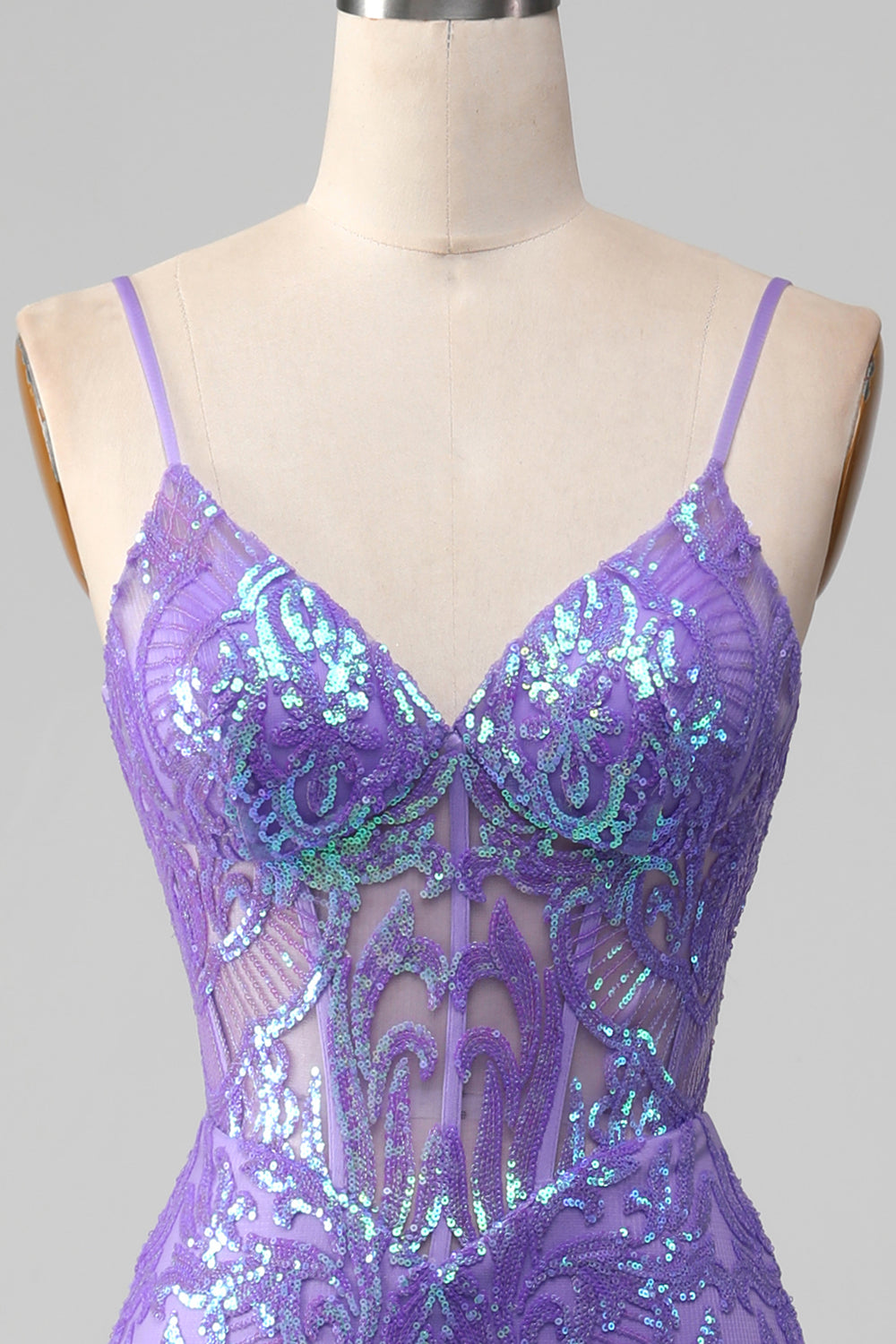 Mermaid Sparkly Purple Corset Sequin Long Ball Dress