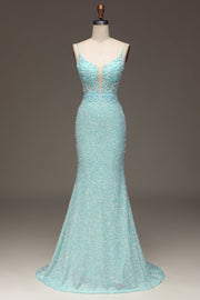 Sequins Sparkly Mermaid Ball Dress with Slit
