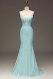 Sequins Sparkly Mermaid Ball Dress with Slit