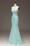 Sequins Sparkly Mermaid Ball Dress with Slit