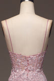 Glitter Blush Mermaid Spaghetti Straps Long Ball Dress with Beading