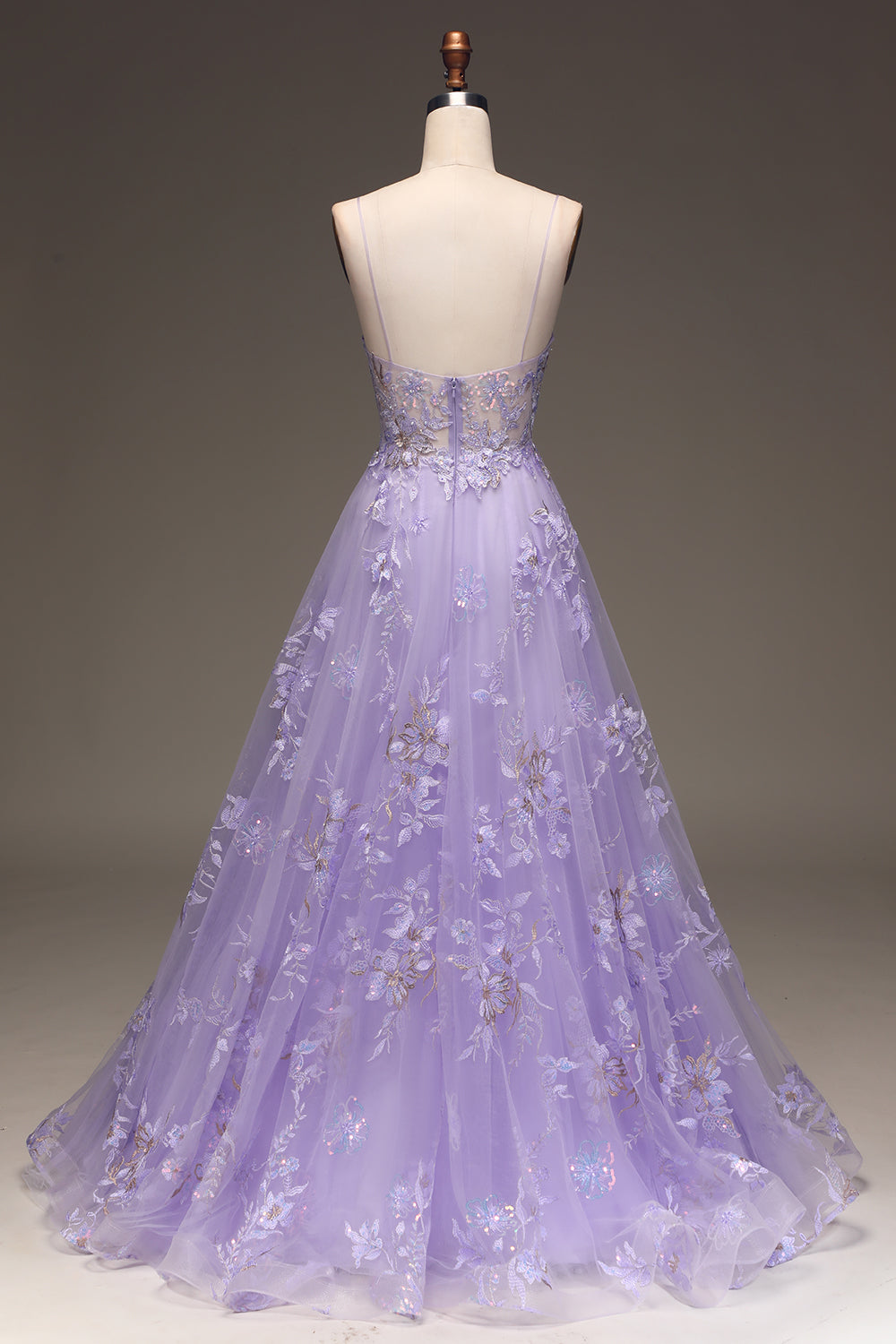 Purple A-Line Sequins Ball Dress with Embroidery