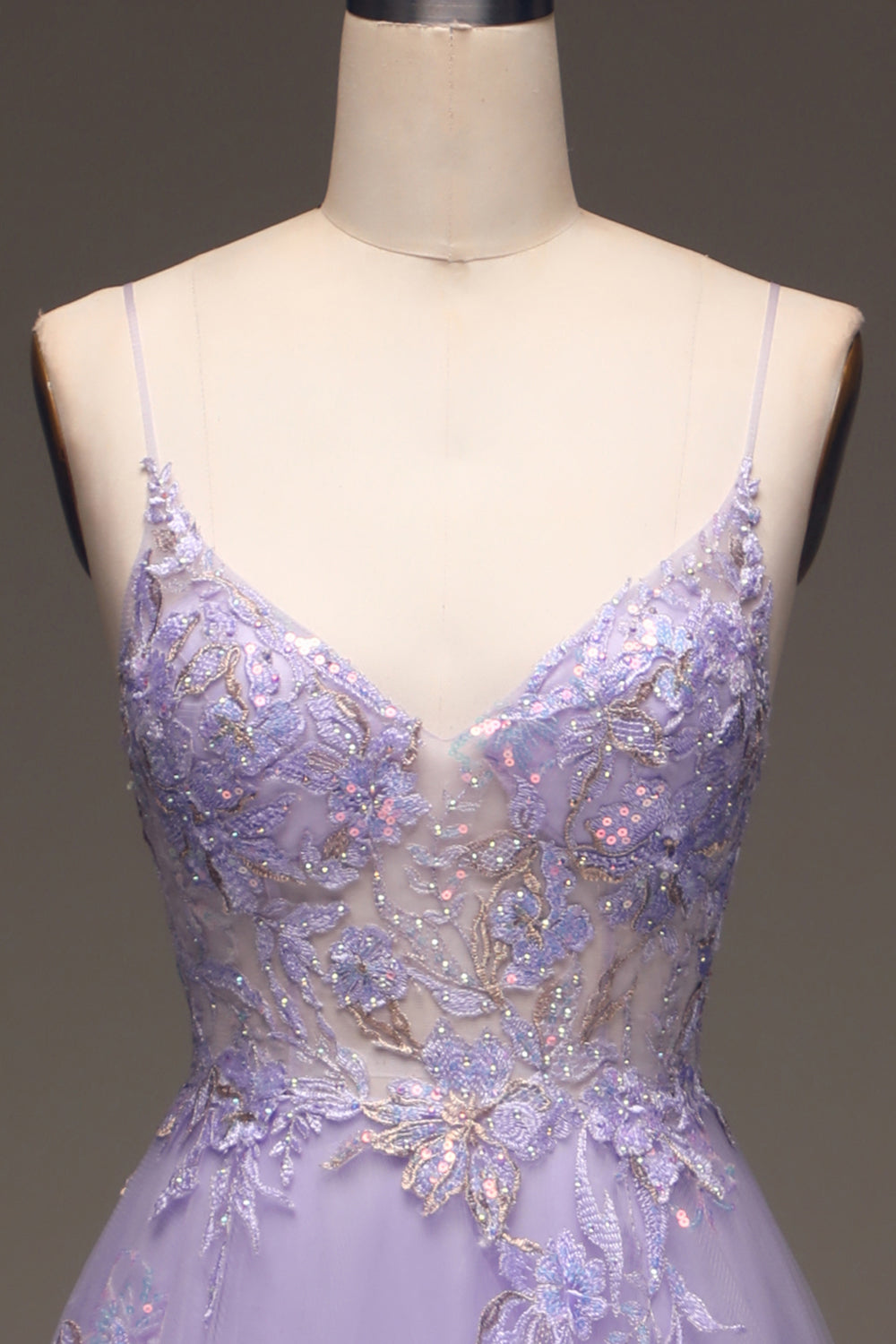 Purple A-Line Sequins Ball Dress with Embroidery