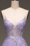 Purple A-Line Sequins Ball Dress with Embroidery