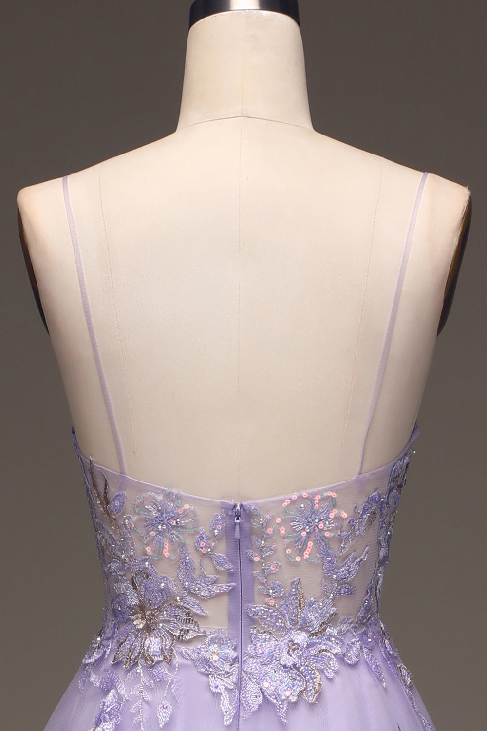 Purple A-Line Sequins Ball Dress with Embroidery