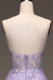 Purple A-Line Sequins Ball Dress with Embroidery