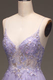 Purple A-Line Sequins Ball Dress with Embroidery