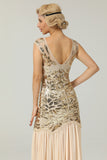 Red and Black 1920s Sequined Flapper Dress