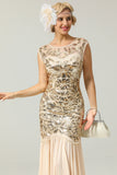Champagne 1920s Flapper Glitter Dresses