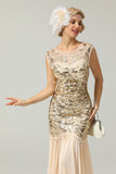 Champagne 1920s Flapper Glitter Dresses