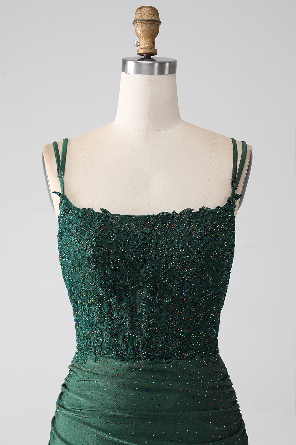 Dark Green Mermaid Spaghetti Straps Long Corset Ball Dress