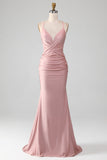 Sparkly Blush Beaded Long Mermaid Ball Dress