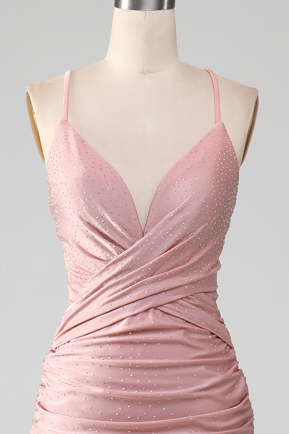 Sparkly Blush Beaded Long Mermaid Ball Dress
