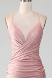 Sparkly Blush Beaded Long Mermaid Ball Dress