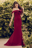 One Shoulder Mermaid Burgundy Ball Dress