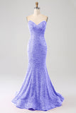 Golden Mermaid Sweetheart Sweep Train Ball Dress With Sequins
